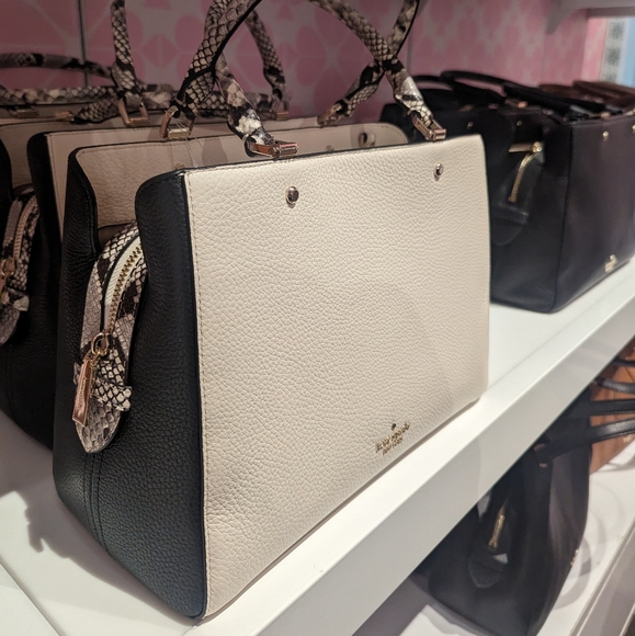 Kate Spade Leila Medium Triple Compartment Satchel Snake Skin Pebbled Leather - Picture 2 of 4